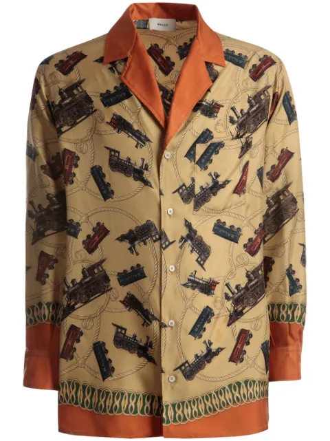 Bally graphic-print silk shirt Neutrals MSH018SE087
