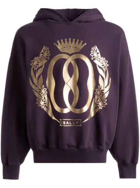 Bally Emblem logo-print cotton hoodie Purple MJE03BCO227