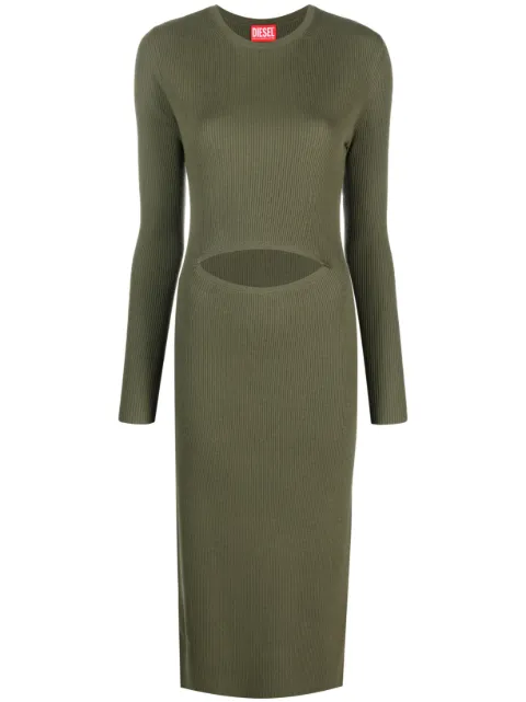 Diesel cut-out wool-blend dress Green A111760BMAI