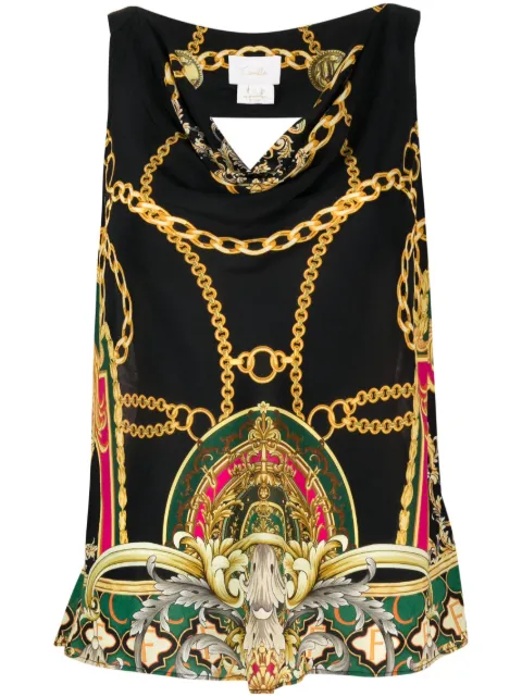 Camilla graphic-print silk top Black 00022032JEALANDJ