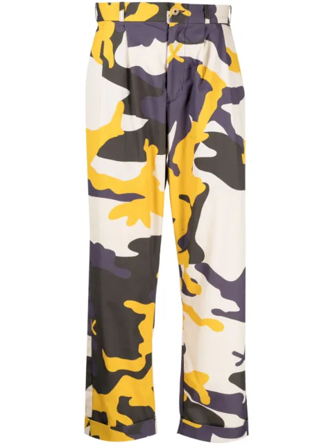The Power For The People camouflage-pattern cropped cotton trousers Neutrals 0044