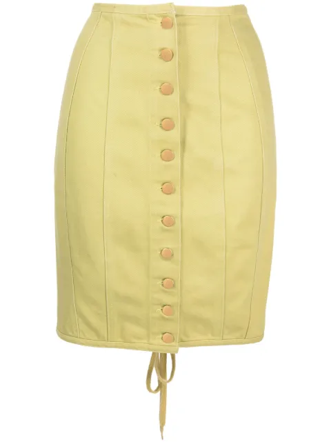 Jean Paul Gaultier Pre-Owned 1989 logo-button denim skirt Green JPG181C