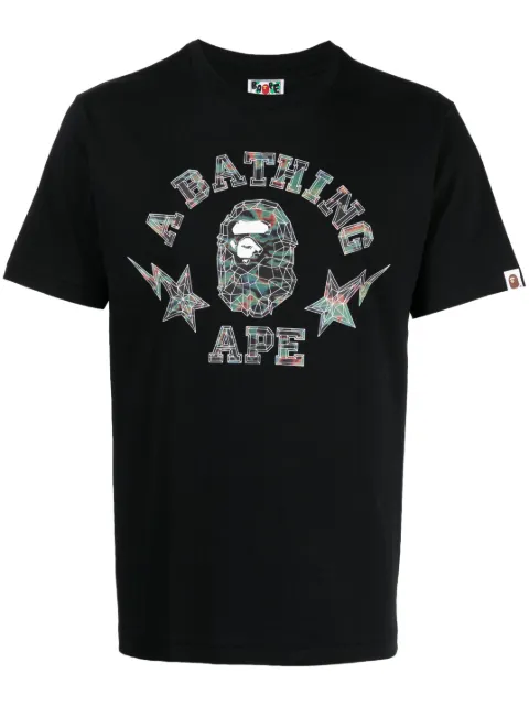 A BATHING APE® logo-print cotton T-shirt Black 0ZXTEM110051KBKX