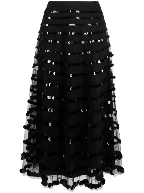 RED Valentino sequin-embellished tulle midi skirt Black RRA02R6V9