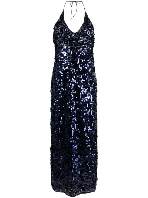 Oséree sequinned halterneck sleeveless dress Blue RDF235