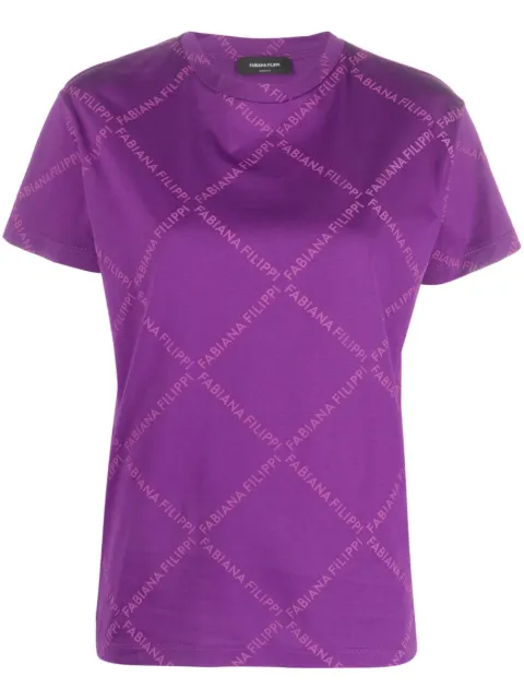 Fabiana Filippi logo-print cotton T-shirt Purple JED213F1150000H658
