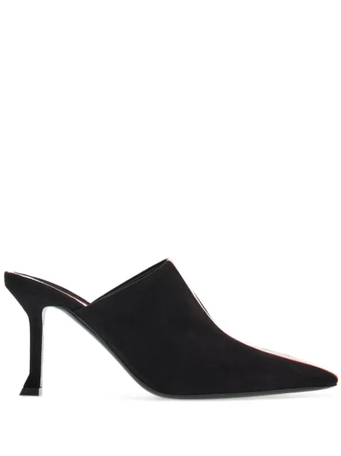 Ferragamo 85mm stripe-detail suede mules Black 766421