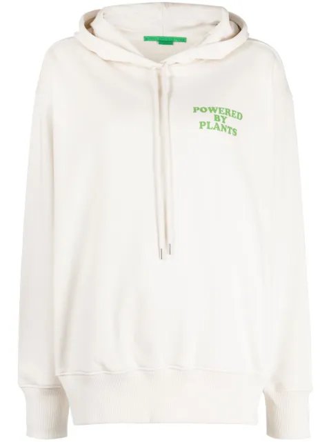 Stella McCartney slogan-print drawstring cotton hoodie Neutrals 6J02513SPY16