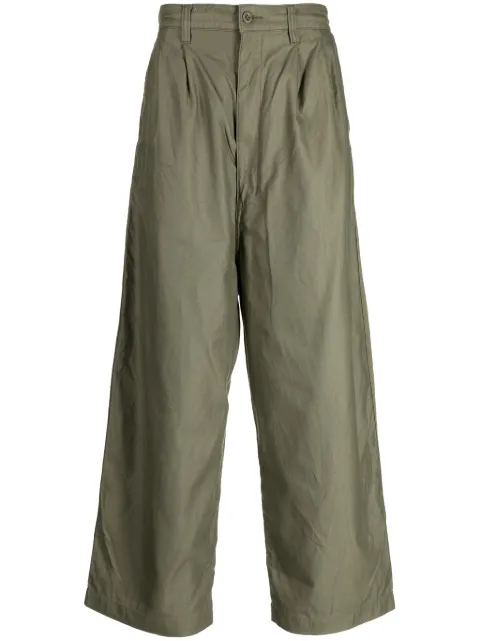 Comme des Garçons Homme pleated cotton cropped trousers Green HLP011