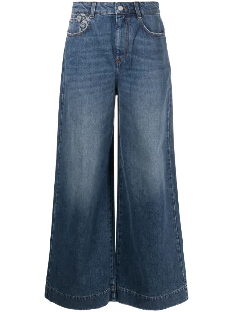 Stella McCartney logo-print wide-leg jeans Blue 6D01783SPH36