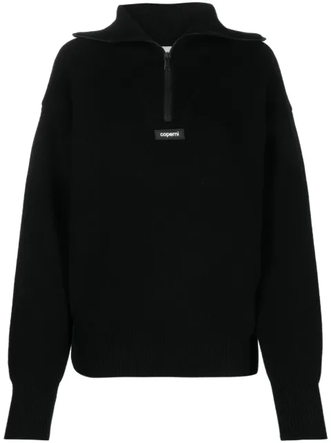 Coperni logo patch half-zip jumper Black COPML41615