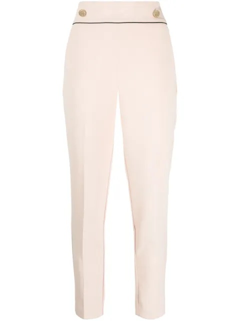 LIU JO button-embellished cropped trousers Pink CF3143T2527