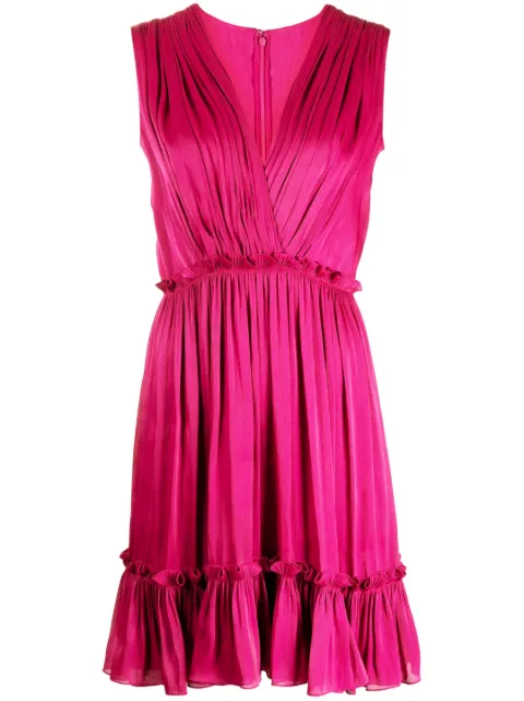 Costarellos V-neck flared minidress Purple PR2328