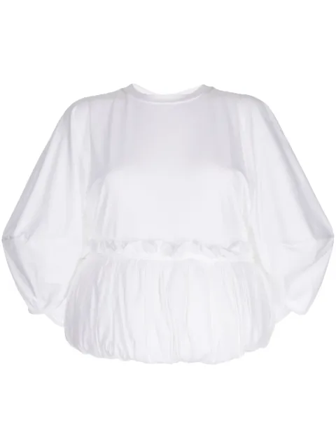 Enföld long-sleeve puffball-hem blouse White 300GA2800830