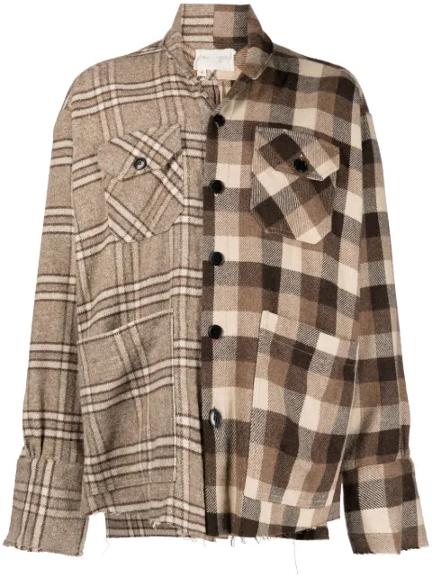 Greg Lauren mix-print long-sleeve shirt Brown GM176