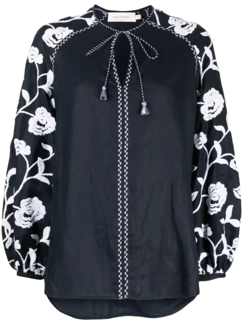 Silvia Tcherassi Molveno floral-embroidered tunic top Blue ST230658