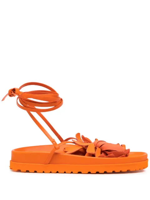 Silvia Tcherassi Idania floral-appliqué leather sandals Orange ST230701