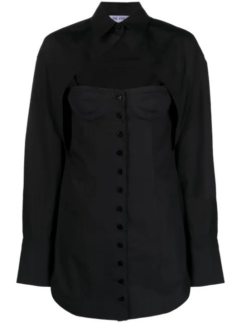 The Attico cut-out bustier shirtdress Black 237WCA219C070100