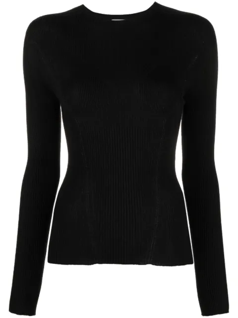 Lanvin long-sleeve ribbed-knit top Black RWPO0020K004A23