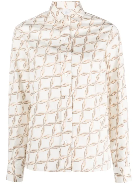 Eleventy geometric-print cotton shirt White G80CAMG05TES0G232