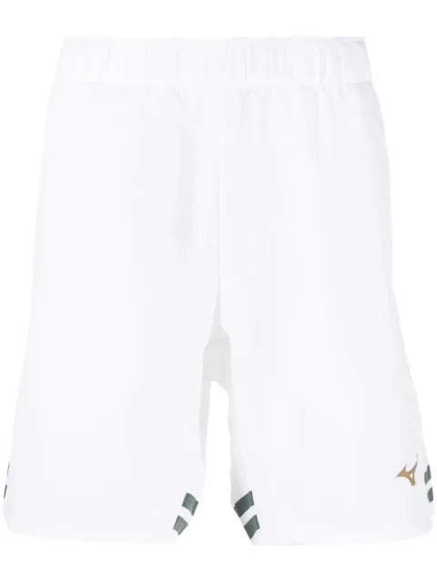 Mizuno logo-print elasticated track shorts White 62GBA002