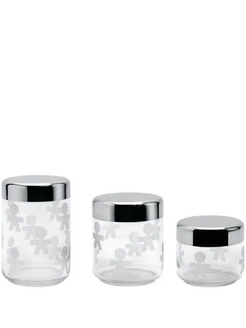 Alessi glass jars (set of three) Silver AKK3567