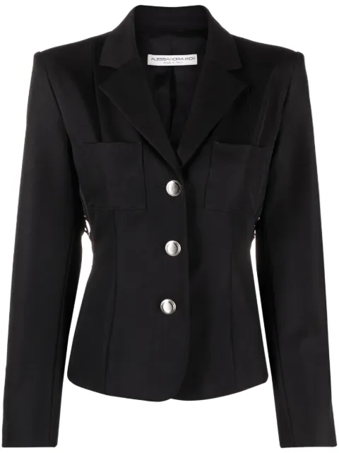Alessandra Rich lace-up wool-blend blazer Black FAB3421F4055