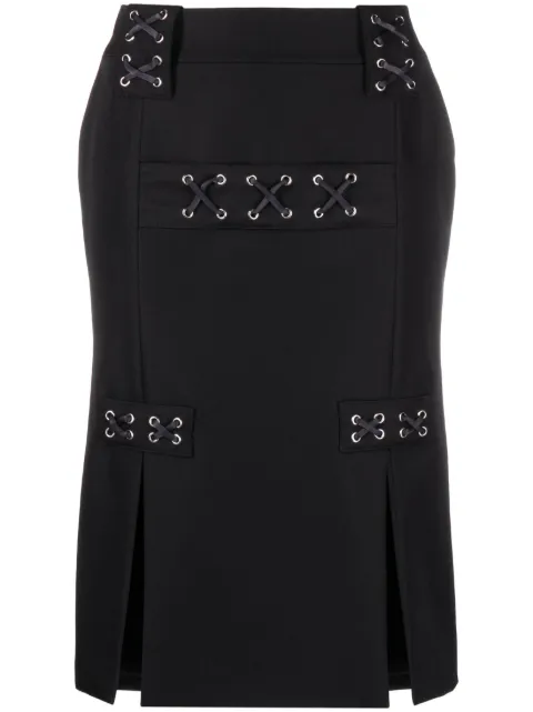 Alessandra Rich lattice-embellished midi skirt Black FAB3424F4055