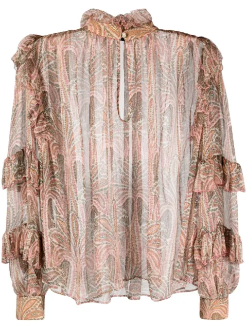 ETRO ruffled paisley-print silk blouse Pink 118035241