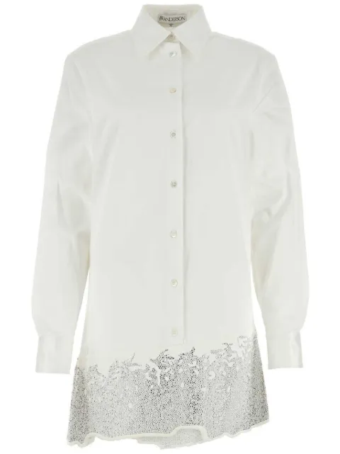 JW Anderson crystal-embellished cotton shirtdress White DR0416PG0047001