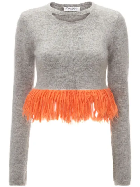 JW Anderson fringed-hem knitted jumper Grey KW1038YN0173905