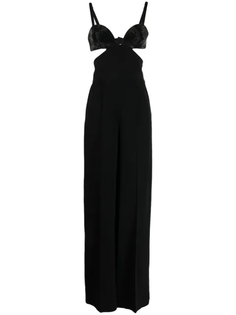 Elie Saab crystal-embellished cut-out detailing jumpsuit Black 15323