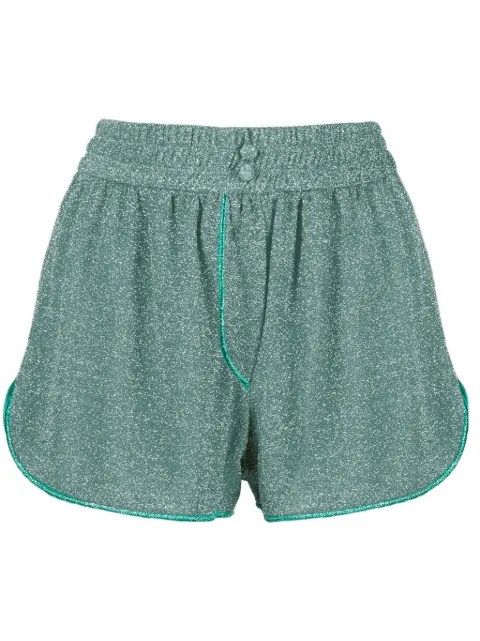 Oséree Lumiere lurex shorts Green LRF235AQUA