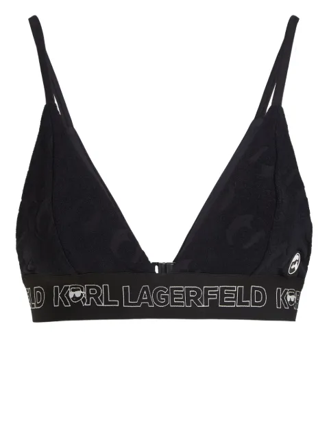 Karl Lagerfeld Ikon 2.0 logo-appliqué bikini top Black 240W2227999