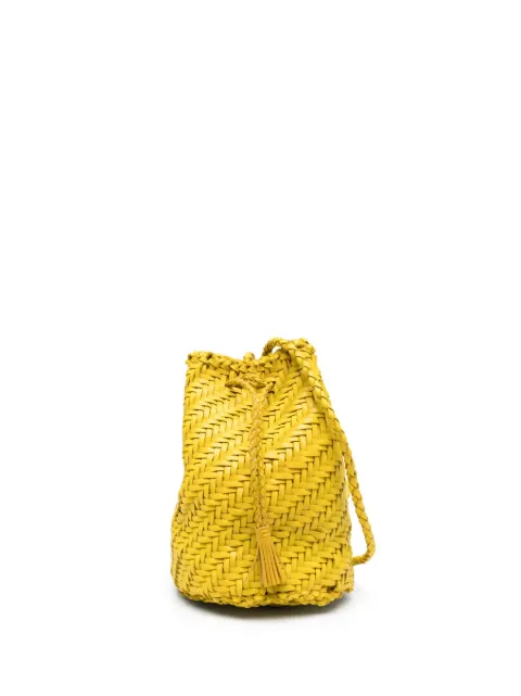 DRAGON DIFFUSION interwoven-design leather bucket bag Yellow 8838
