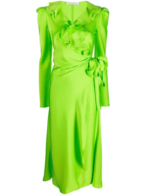Philosophy Di Lorenzo Serafini ruffle-detailing long-sleeve dress Green A04515722