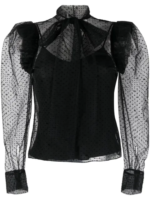 Karl Lagerfeld mesh ruffle blouse Black 240W1605999