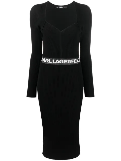 Karl Lagerfeld logo-print ribbed dress Black 240W1334999