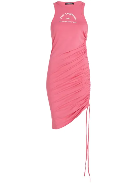 Karl Lagerfeld address-print ruched jersey minidress Pink 235W2221575