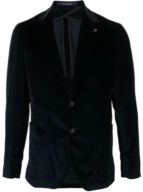 Tagliatore logo-plaque velvet blazer Blue 1SMC26K800007V