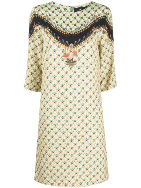 ETRO mix-print shift dress Green 192805092
