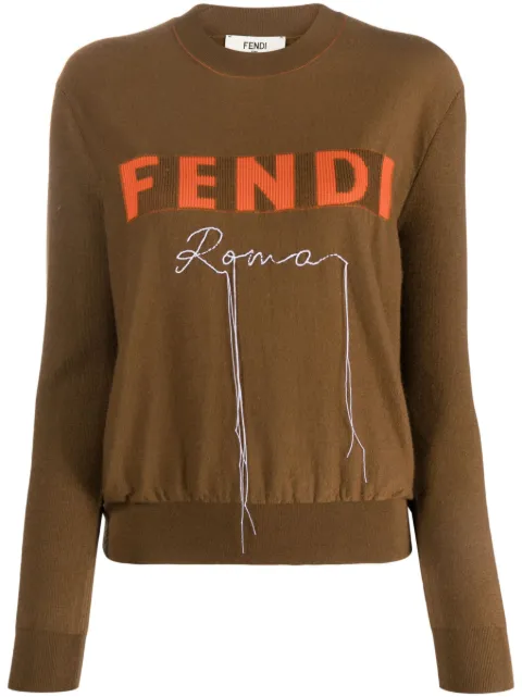 FENDI logo-jacquard sweater Brown FZXA19ANZC