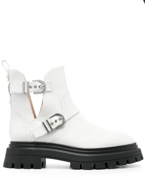 Stuart Weitzman Maverick Bedford bucked leather boots White SF018SMO