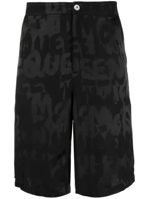 Alexander McQueen Graffiti logo-jacquard shorts Black 750148QVP30
