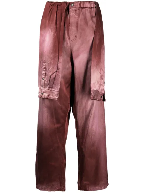 Maison MIHARA YASUHIRO layered-design brushed-effect trousers Red A11PT061