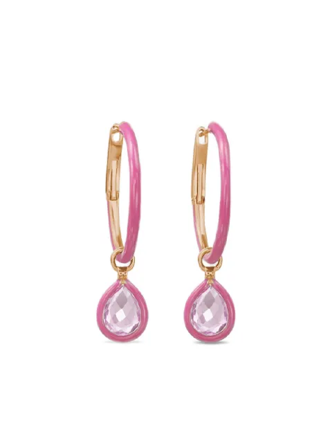 Nina Runsdorf rose quartz rose gold huggies earrings Pink NRE4625