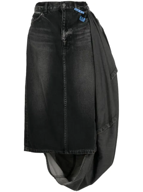 Maison MIHARA YASUHIRO Circle washed denim skirt Black B11SK064