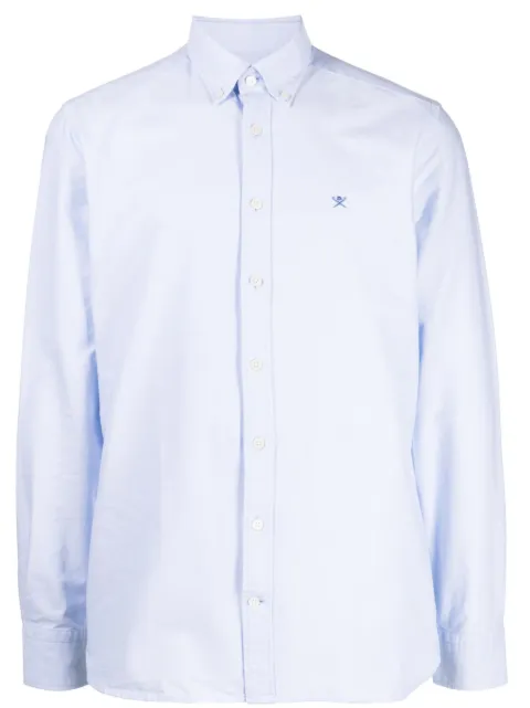 Hackett London logo-embroidered cotton shirt Blue HM309361