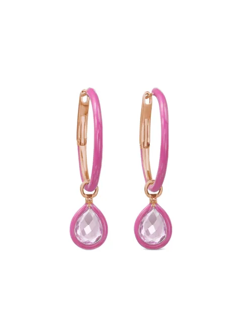 Nina Runsdorf rose quartz enamel hoop earrings Pink NRE4014