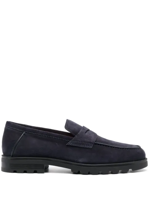 Santoni Rock penny-slot suede loafers Blue MGDC18610NEOBSEYU60